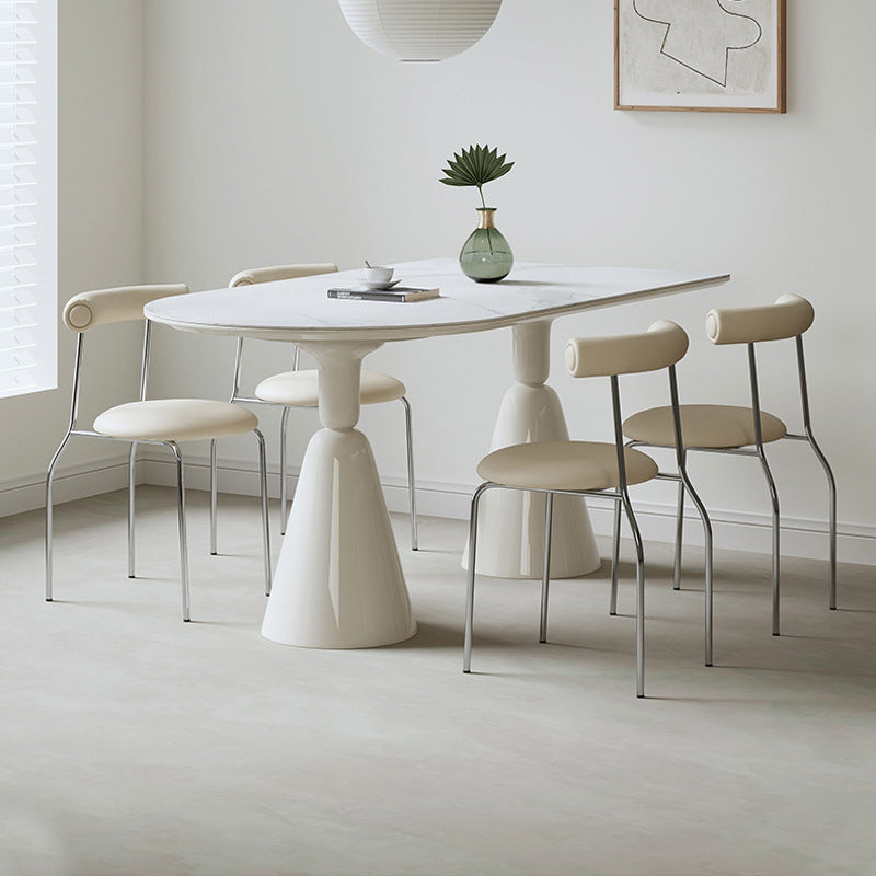 Contemporary Kitchen Dinner Table Double Pedestal Dining Table
