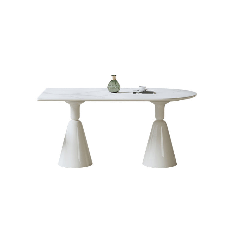 Contemporary Kitchen Dinner Table Double Pedestal Dining Table