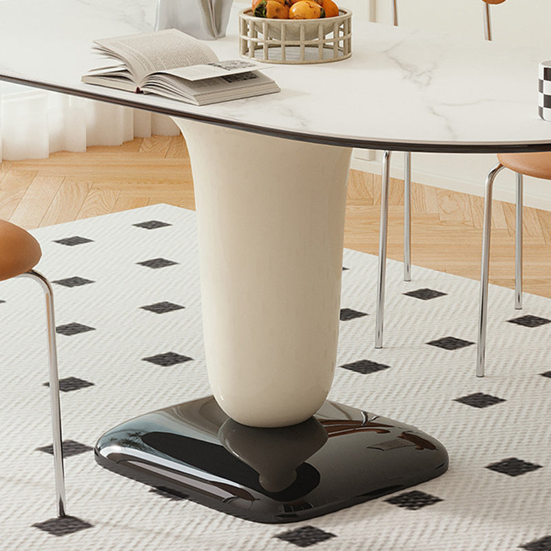 Contemporary Kitchen Dinner Table Oval Pedestal Dining Table