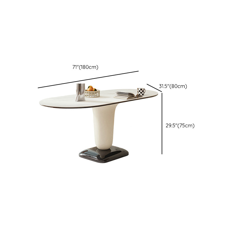 Contemporary Kitchen Dinner Table Oval Pedestal Dining Table