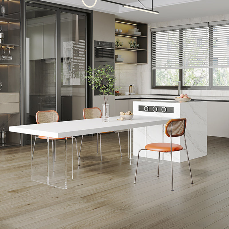 Kitchen Contemporary Dinner Table Stone Rectangle Dining Table