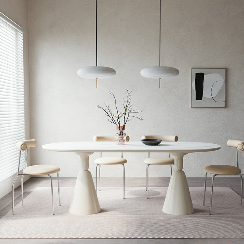 Modern Kitchen Dinner Table Oval Double Pedestal Dining Table