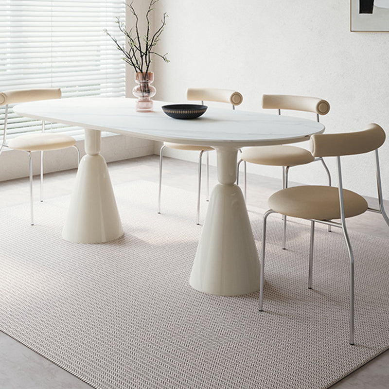 Modern Kitchen Dinner Table Oval Double Pedestal Dining Table