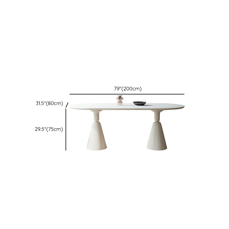 Modern Kitchen Dinner Table Oval Double Pedestal Dining Table
