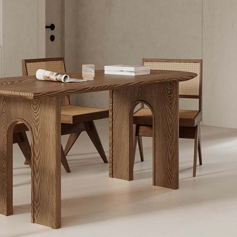 Modern Wooden Dining Table Double Pedestal Dinner Table for Dining Room