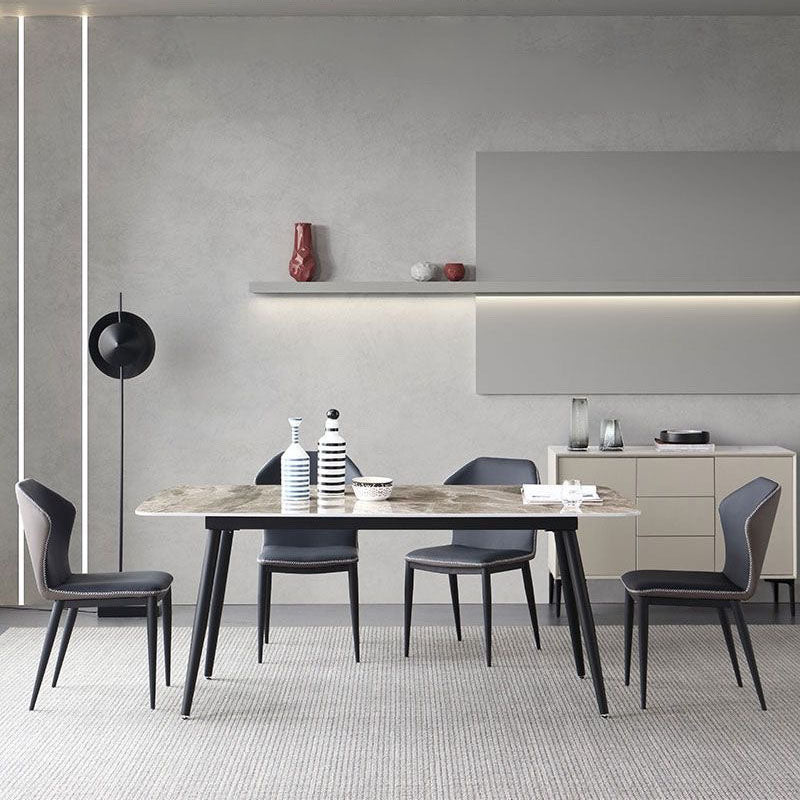 Sintered Stone Dining Table Rectangle 4 Legs Dinner Table for Dining Room