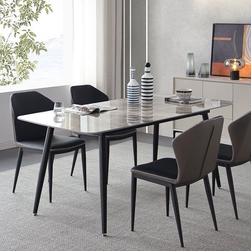 Sintered Stone Dining Table Rectangle 4 Legs Dinner Table for Dining Room