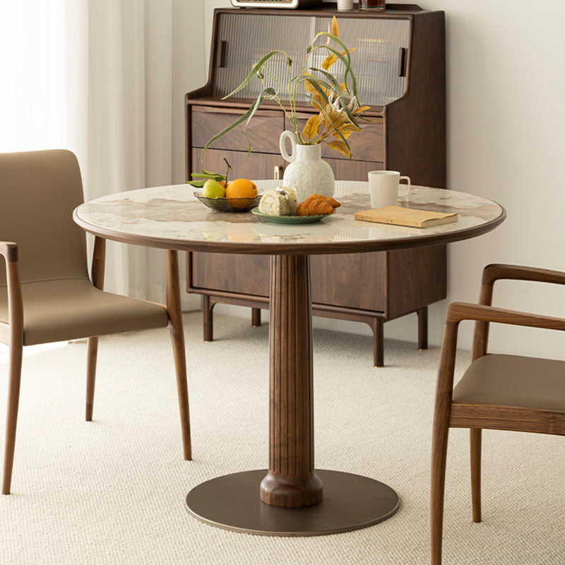 Modern Round Dining Table Wooden Base Dinner Table for Dining Room