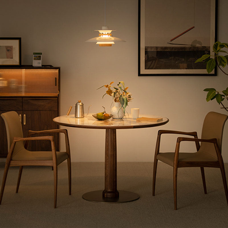 Modern Round Dining Table Wooden Base Dinner Table for Dining Room