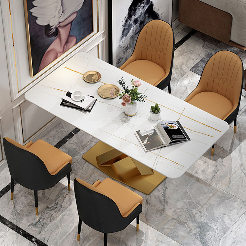 Luxury Dining Room Dinner Table Stone Rectangle Pedestal Dining Table