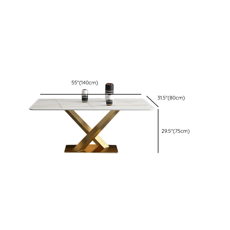 Luxury Dining Room Dinner Table Stone Rectangle Pedestal Dining Table