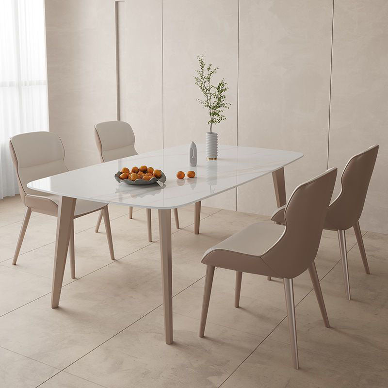 Kitchen Luxury Dinner Table Stone Rectangle 4 Legs Dining Table