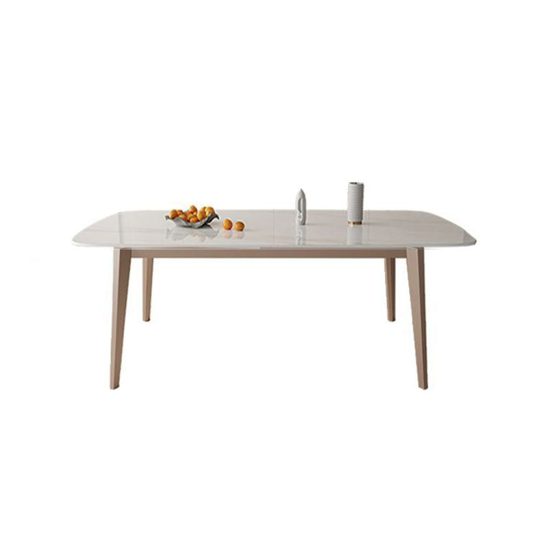 Kitchen Luxury Dinner Table Stone Rectangle 4 Legs Dining Table