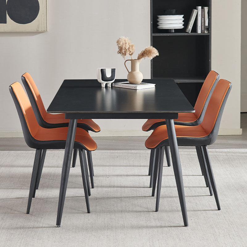 Kitchen Industrial Dinner Table Stone Rectangle 4 Legs Dining Table