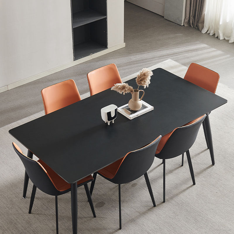 Kitchen Industrial Dinner Table Stone Rectangle 4 Legs Dining Table