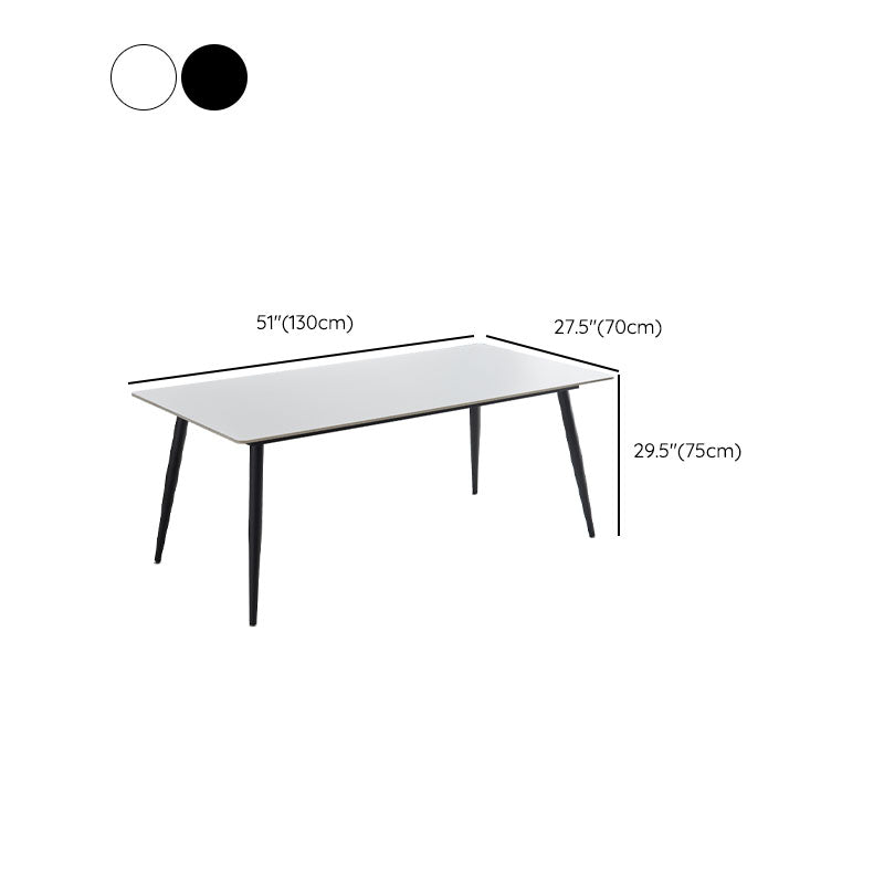 Kitchen Industrial Dinner Table Stone Rectangle 4 Legs Dining Table
