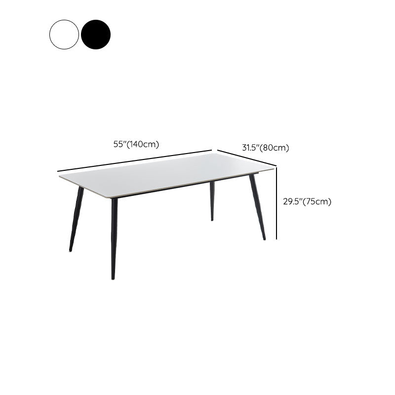 Kitchen Industrial Dinner Table Stone Rectangle 4 Legs Dining Table