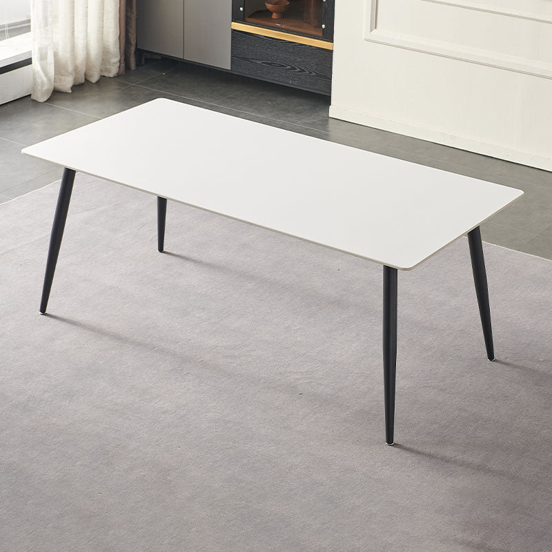 Industrial Kitchen Dinner Table Stone Rectangle 4 Legs Dining Table