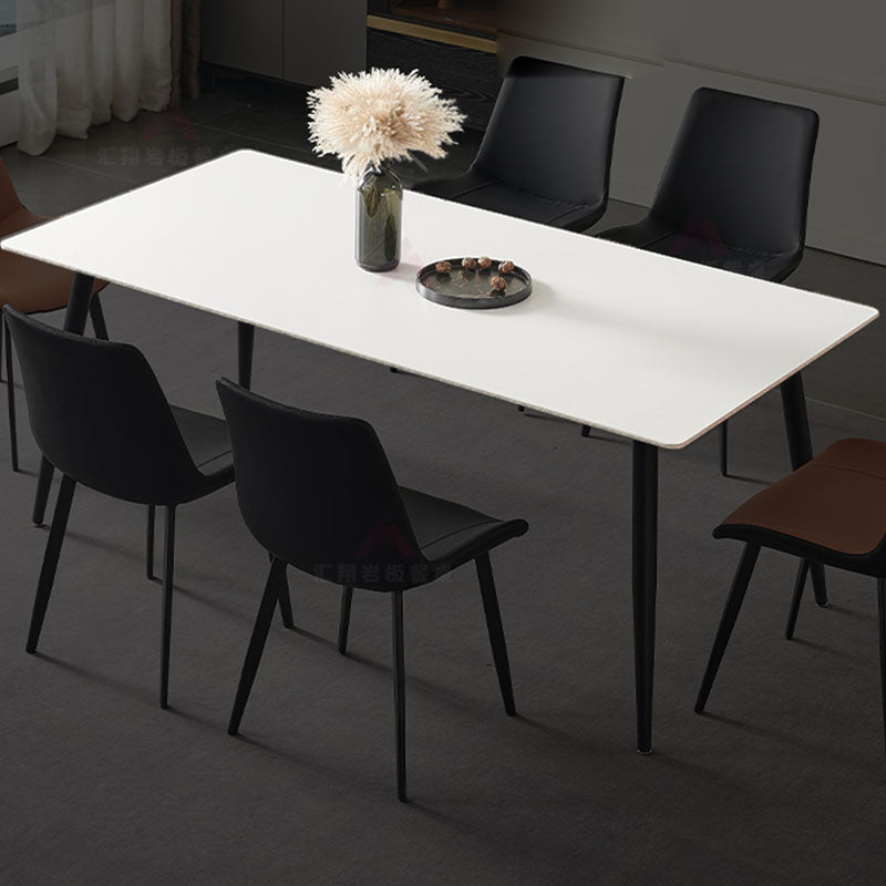 Industrial Kitchen Dinner Table Stone Rectangle 4 Legs Dining Table