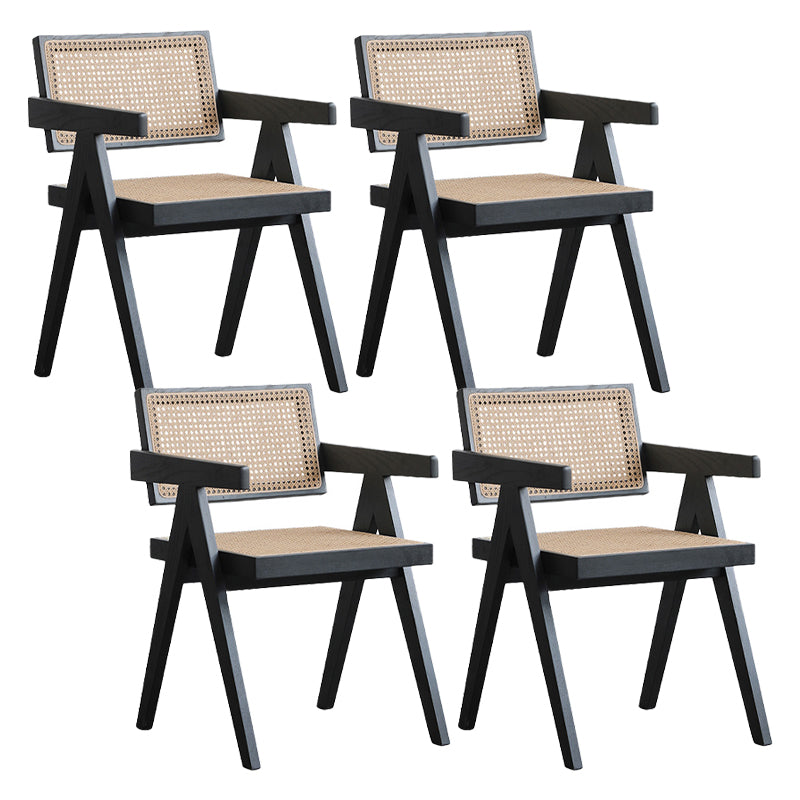 Solid Wood Arm Chair Open Back Dining Arm Chair for Living Room