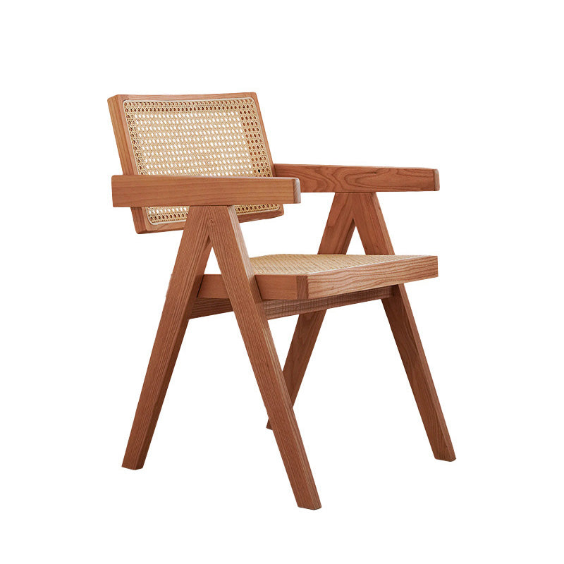 Solid Wood Arm Chair Open Back Dining Arm Chair for Living Room