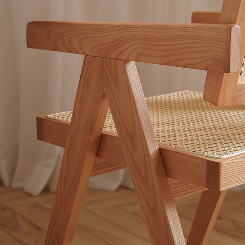 Solid Wood Arm Chair Open Back Dining Arm Chair for Living Room