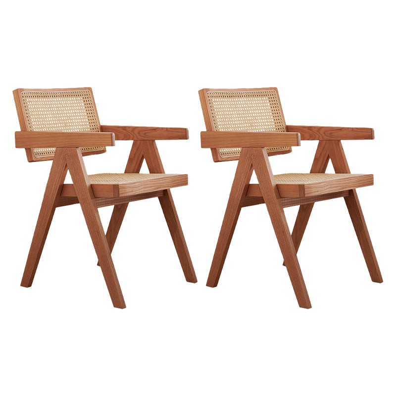 Solid Wood Arm Chair Open Back Dining Arm Chair for Living Room