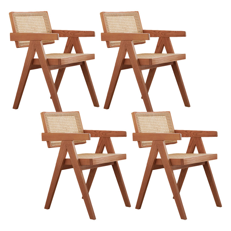 Solid Wood Arm Chair Open Back Dining Arm Chair for Living Room