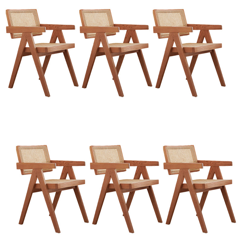 Solid Wood Arm Chair Open Back Dining Arm Chair for Living Room