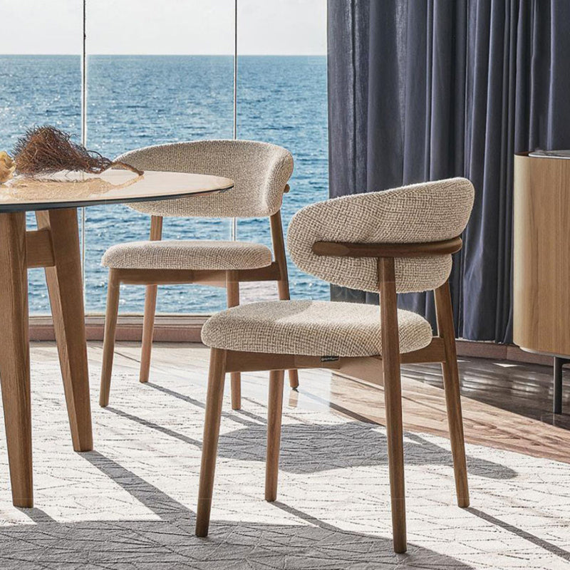 Modern Simple Side Chair Solid Wood Base Side Dining Chair for Living Room