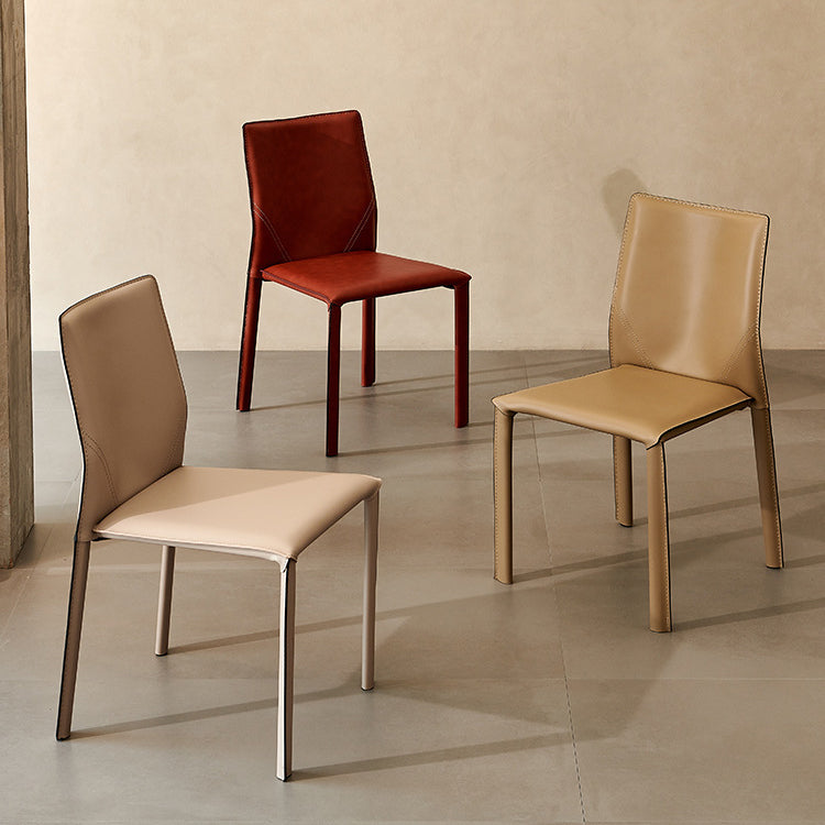 Upholstered Dining Chairs Faux Leather Chairs with Metal Base