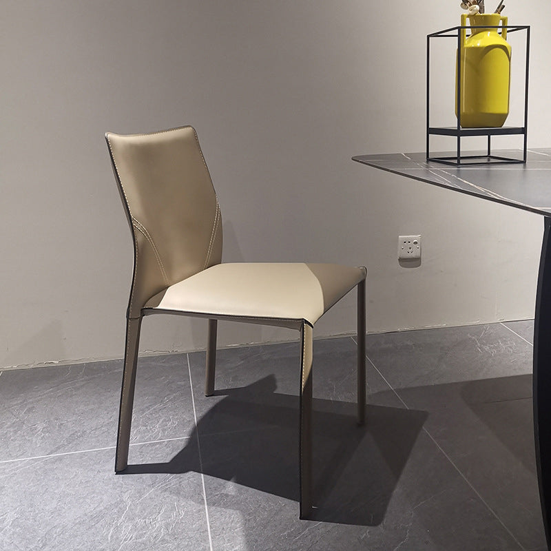 Upholstered Dining Chairs Faux Leather Chairs with Metal Base