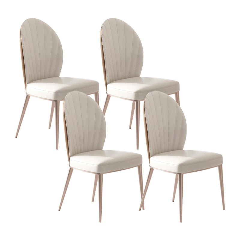 Nordic Style Side Chair Faux Leather Kitchen Dining Chair with Metal Base