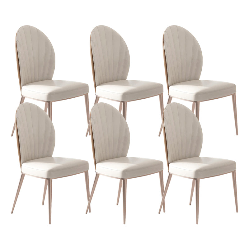 Nordic Style Side Chair Faux Leather Kitchen Dining Chair with Metal Base