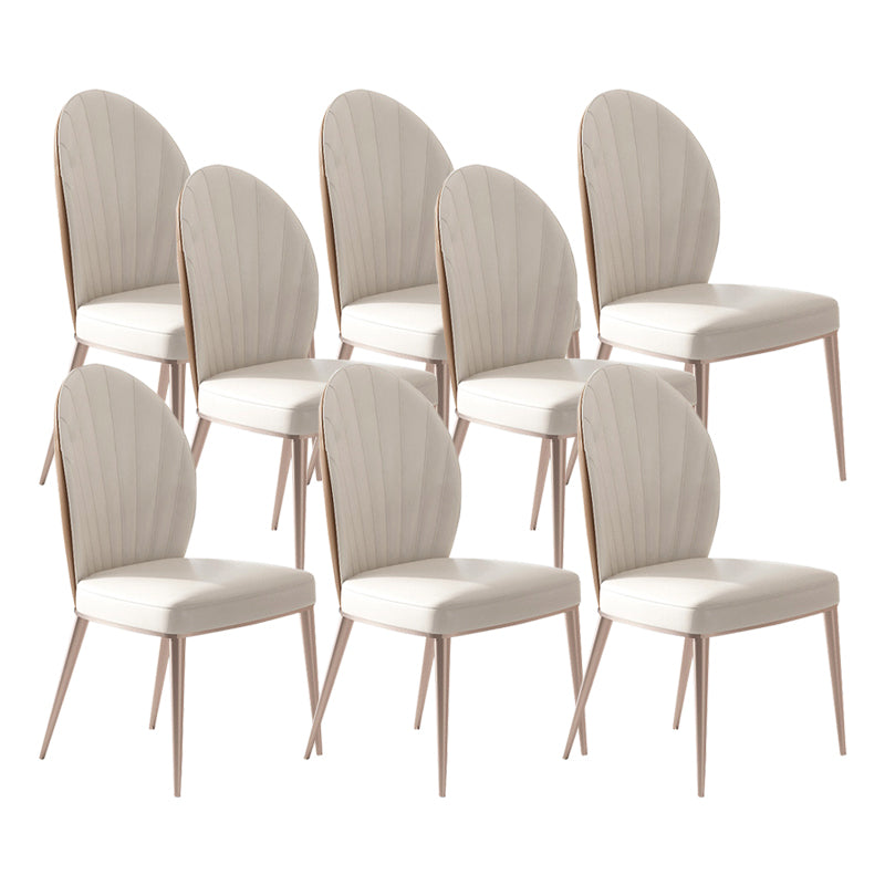 Nordic Style Side Chair Faux Leather Kitchen Dining Chair with Metal Base