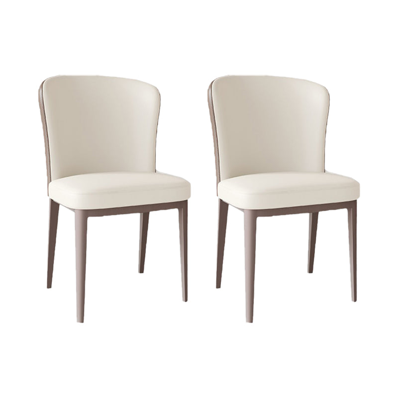 Modern Simple Side Chair Faux Leather Dining Chair with Metal Base for Home Use