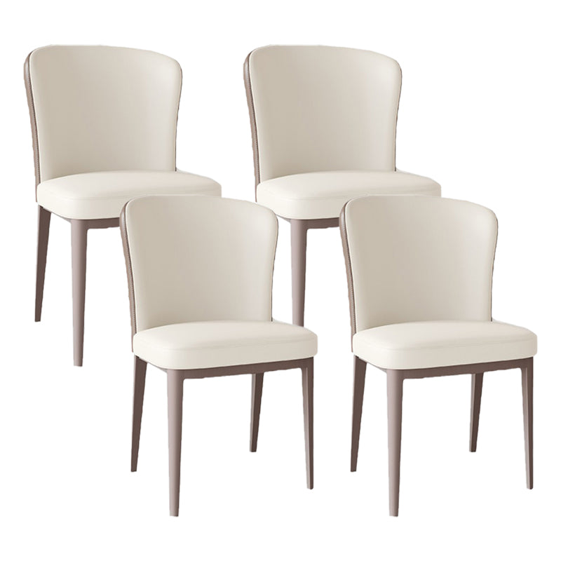 Modern Simple Side Chair Faux Leather Dining Chair with Metal Base for Home Use