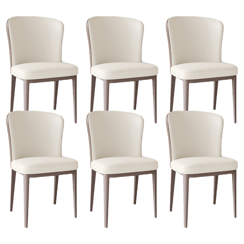 Modern Simple Side Chair Faux Leather Dining Chair with Metal Base for Home Use