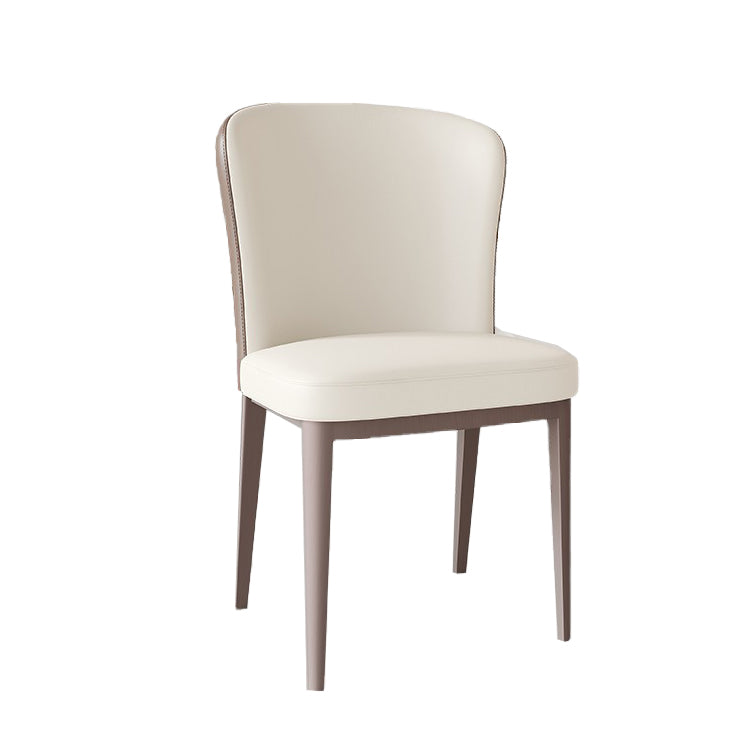 Modern Simple Side Chair Faux Leather Dining Chair with Metal Base for Home Use