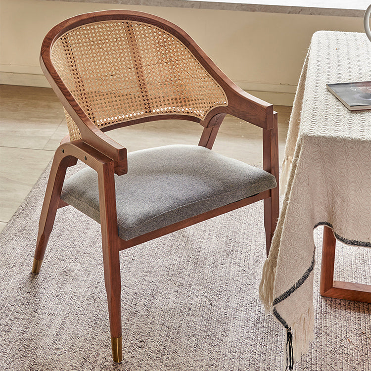 Modern Simple Arm Chair Wooden Frame Dining Arm Chair for Home Use
