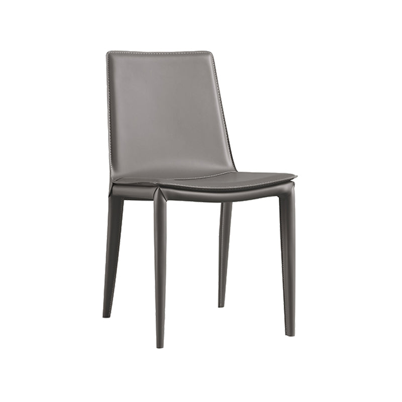 Faux Leather Side Chair Metal Base Armless Dining Chair for Bedroom