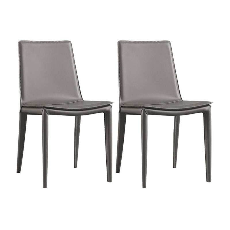 Faux Leather Side Chair Metal Base Armless Dining Chair for Bedroom