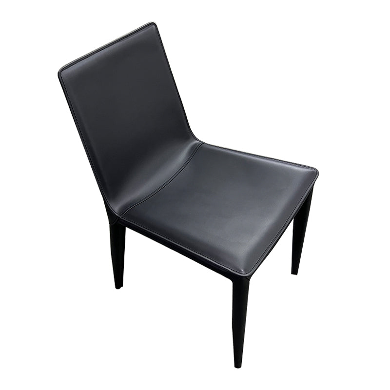 Faux Leather Side Chair Metal Base Armless Dining Chair for Bedroom