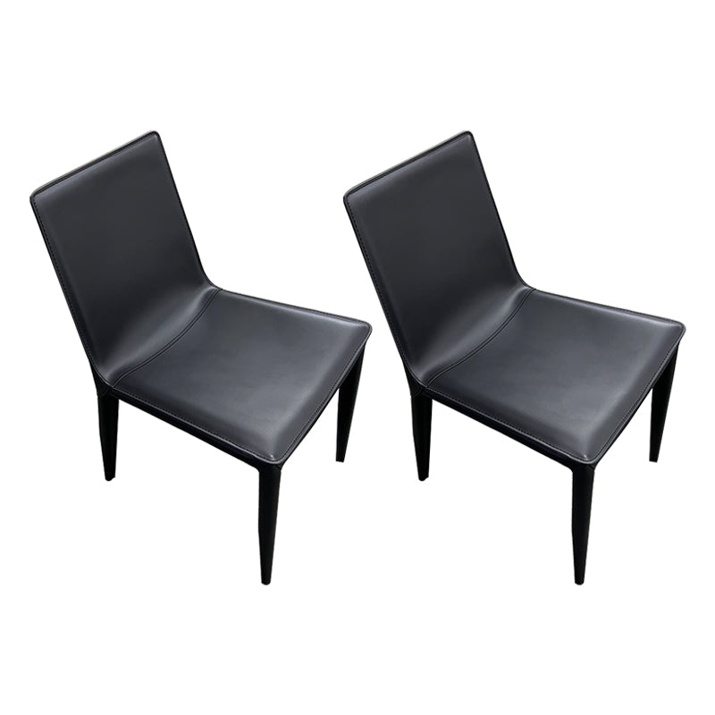 Faux Leather Side Chair Metal Base Armless Dining Chair for Bedroom