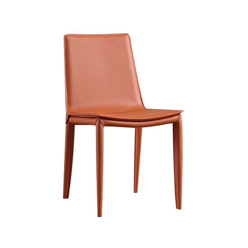 Faux Leather Side Chair Metal Base Armless Dining Chair for Bedroom