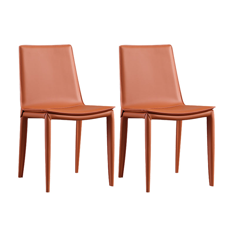 Faux Leather Side Chair Metal Base Armless Dining Chair for Bedroom