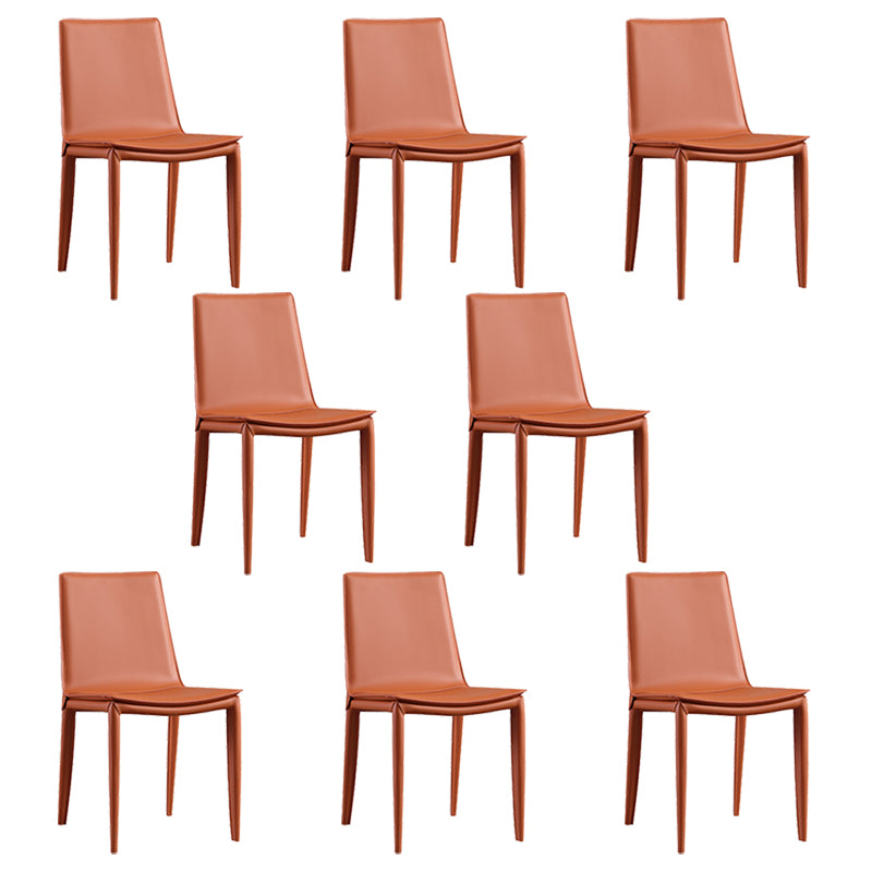 Faux Leather Side Chair Metal Base Armless Dining Chair for Bedroom