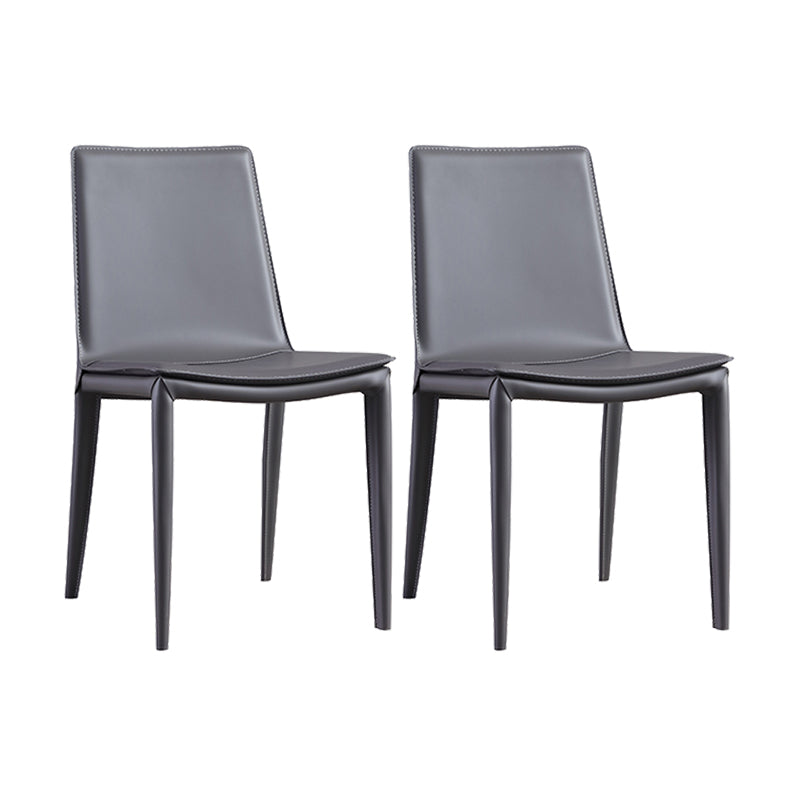 Faux Leather Side Chair Metal Base Armless Dining Chair for Bedroom