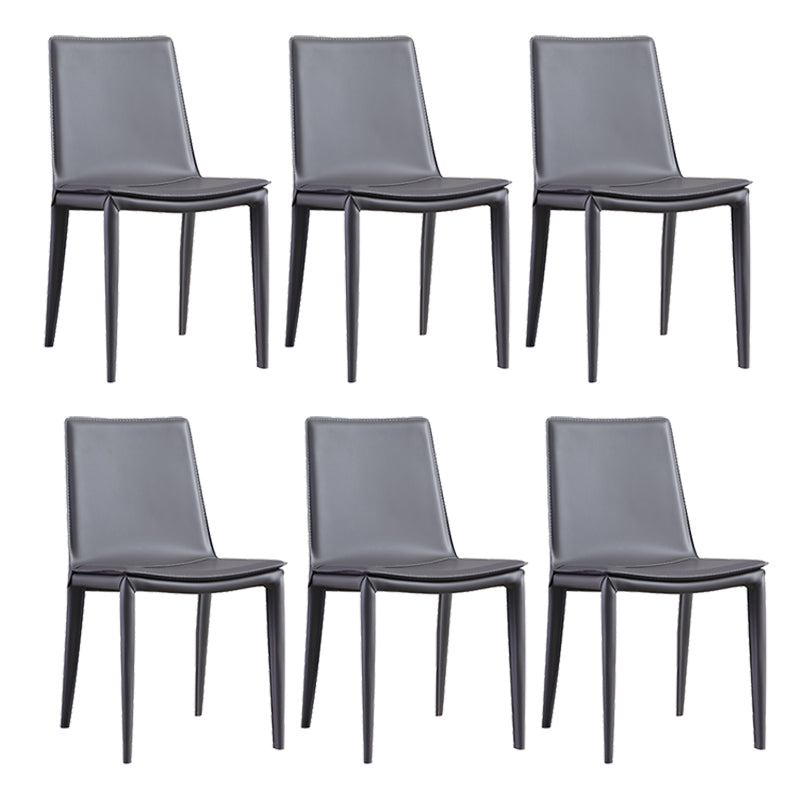 Faux Leather Side Chair Metal Base Armless Dining Chair for Bedroom