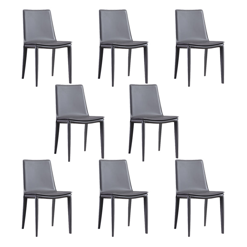 Faux Leather Side Chair Metal Base Armless Dining Chair for Bedroom
